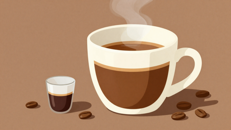 Ilustración minimalista de una taza de espresso con un poso de café en el fondo